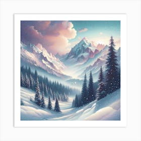 Snow avalanche in the mountains 2 Art Print