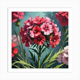 Sweet William Floral Botanical Vintage Poster Flower Art Print 1 Art Print