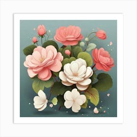 Flowers of Begonia, Vector art 1 Art Print