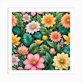 Floral Seamless Pattern 6 Art Print