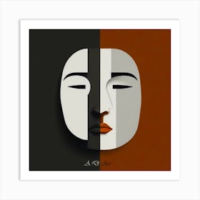 Minimalist Dark Color Illustration Double Face Art Print