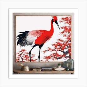 Red Crane Art Print