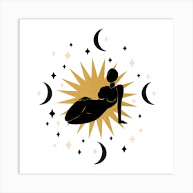 Moon And Stars Art Print