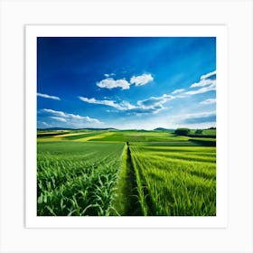 Green Farm Nature Field Landscape Countryside Agriculture Grass Gold Grow Japan Air Plan (2) Art Print