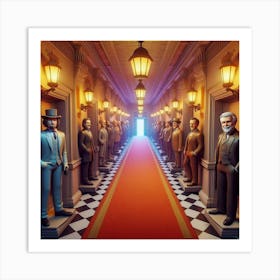 Hallway With Statues 1 Art Print