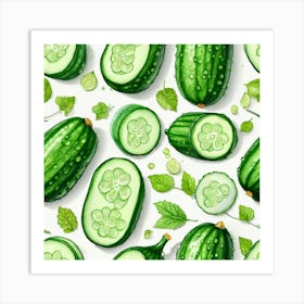 Cucumber Seamless Pattern Art Print