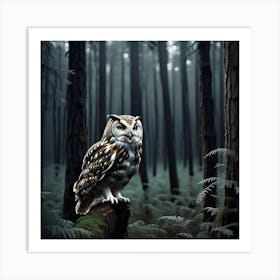 Owl In The Forest 22 Art Print