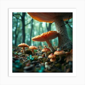 Mushrooms In The Forest 12 Art Print