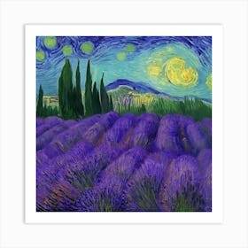 Lavender Fields At Sunset Art Print