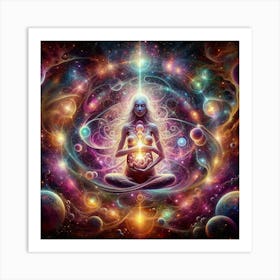 Yogi Woman In Space Art Print