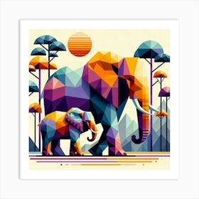 The Understanding Duo Elephants In The Forest Art Print