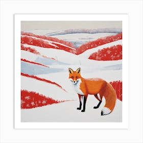 Fox in Snowy Landscape Art Print