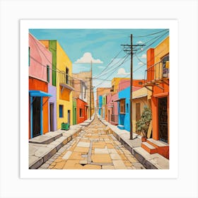 Colorful Street In Mexico City Art Print