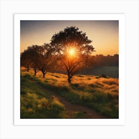 Sunset In The Meadow Art Print