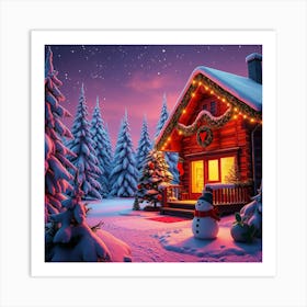 Christmas Cabin Art Print