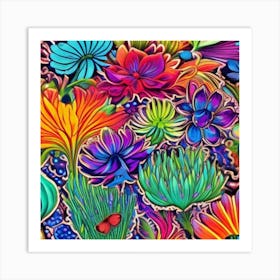 Psychedelic Flowers Art Print