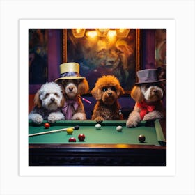 Billiards With Dogs Art Print