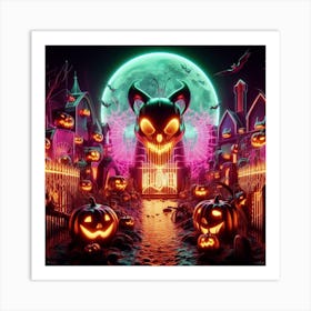 Halloween Haunted House Art Print