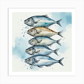 Five Fishes Art Print