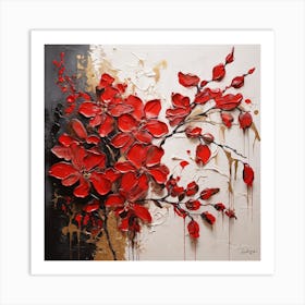 Red flower sprig 2 Art Print