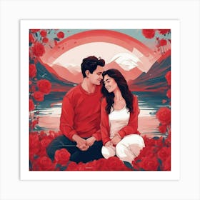 Love In Red Roses Art Print