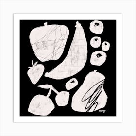 Abstract Fruit Black Square Art Print