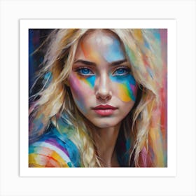 Rainbow paint girl Art Print