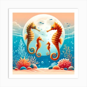 Seahorses In The Sea Art Print