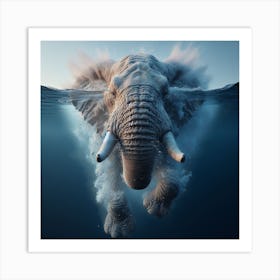 Elephant In The Water 1 Art Print