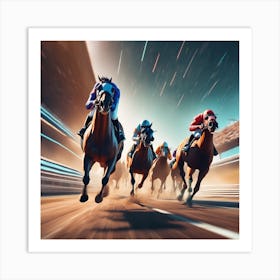 Horse Racing At Night 3 Art Print