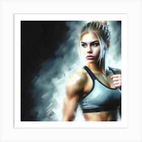 Woman In Boxing Gear Art Print