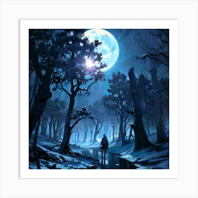 Full Moon In The Forest Art Print