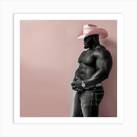 Bad Sexy Cowboy In Pink Hat 1 Art Print