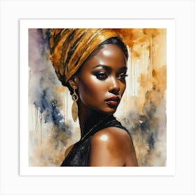 African Woman In Turban Art Print