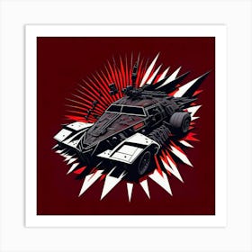 Car Red Artwork Of Graphic Design Flat (82) Art Print