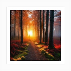 Sunrise In The Forest 27 Art Print