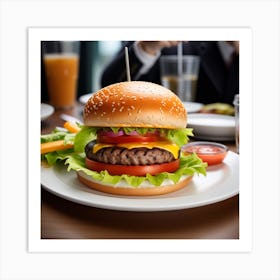 Burger In A Restaurant 2 Art Print