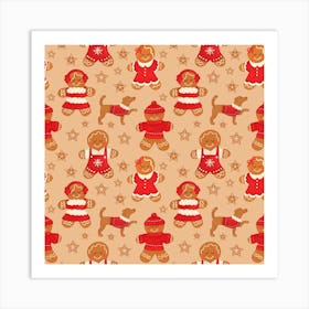 Christmas Gingerbread Family Art Print