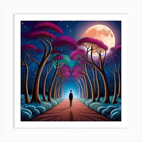 Full Moon In The Forest 1 Art Print