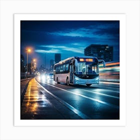 Bus Gasoline Urban Move Background Black Modern Europa Car Twilight Light Lamp Life Obs (13) Art Print