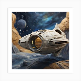 Spaceship In Space Art Print