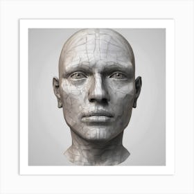 Human Head 3d Model 2 Art Print