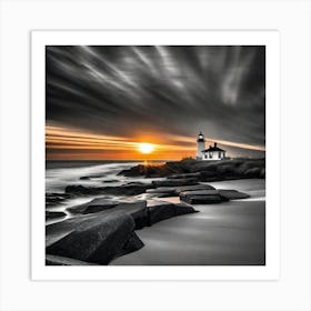 Sunset At The Lighthouse 12 Art Print