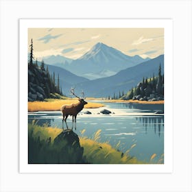 Elk In The Mountains Art Print