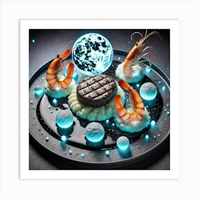 A Plated Dish Named Moonlit Surf And Turf 1024x1024 Art Print