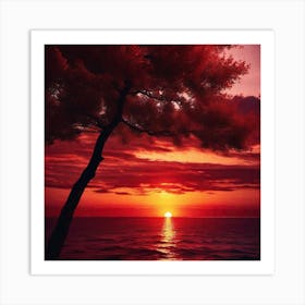 Sunset With A Tree 6 Art Print