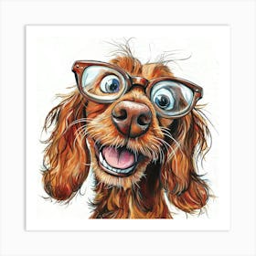 Dog With Glasses 51 Art Print