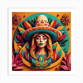Day Of The Dead Mexican Girl Art Print