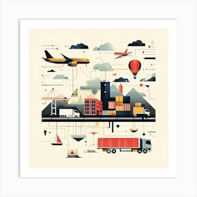 Illustration Of Transportation And Logistics 2 Art Print