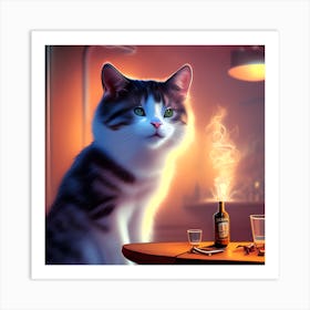 Cat In A Bar Art Print